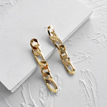 Trendy New Style Gold Plated Long Cuban Chain Stainless Steel Earings